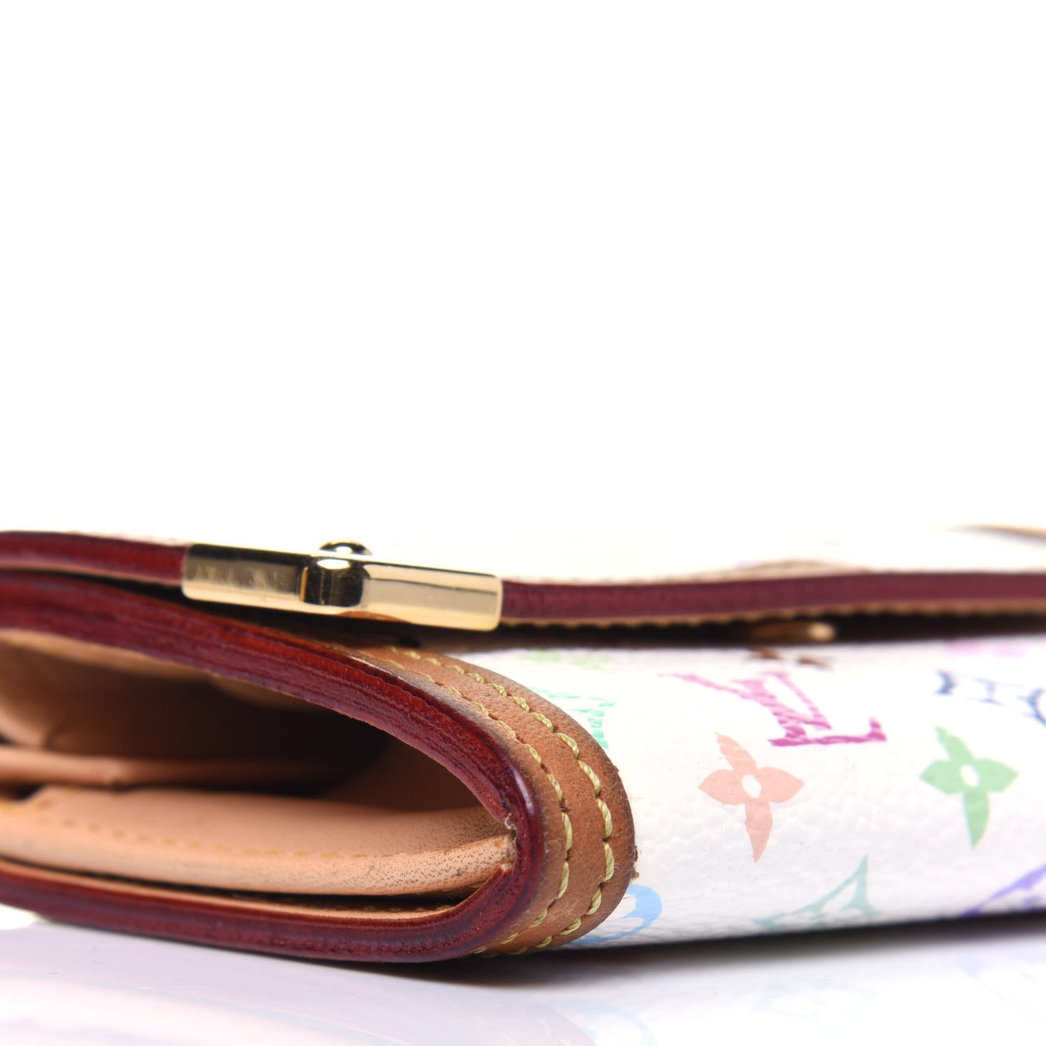 Louis Vuitton Monogram Multicolor Porte-Monnaie Plat Coin Purse White 10 of 12