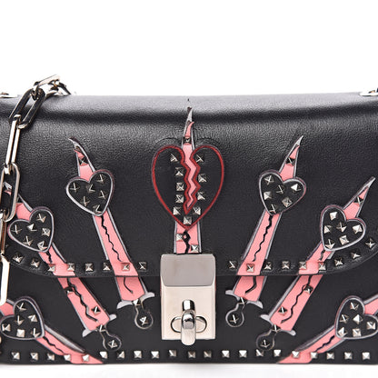Valentino Garavani Vitello Loveblade Embellished Accordion Flap Bag Black Multicolor 8 of 9