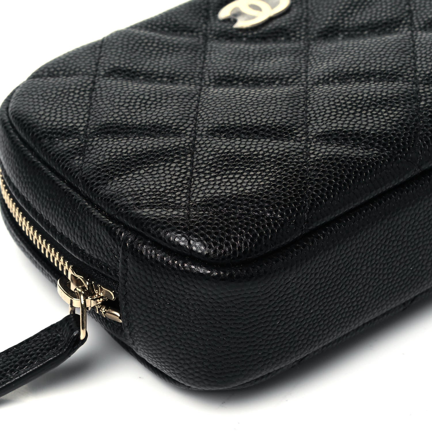 Chanel Caviar Quilted Small Curvy Pouch Cosmetic Case Black 8 of 9