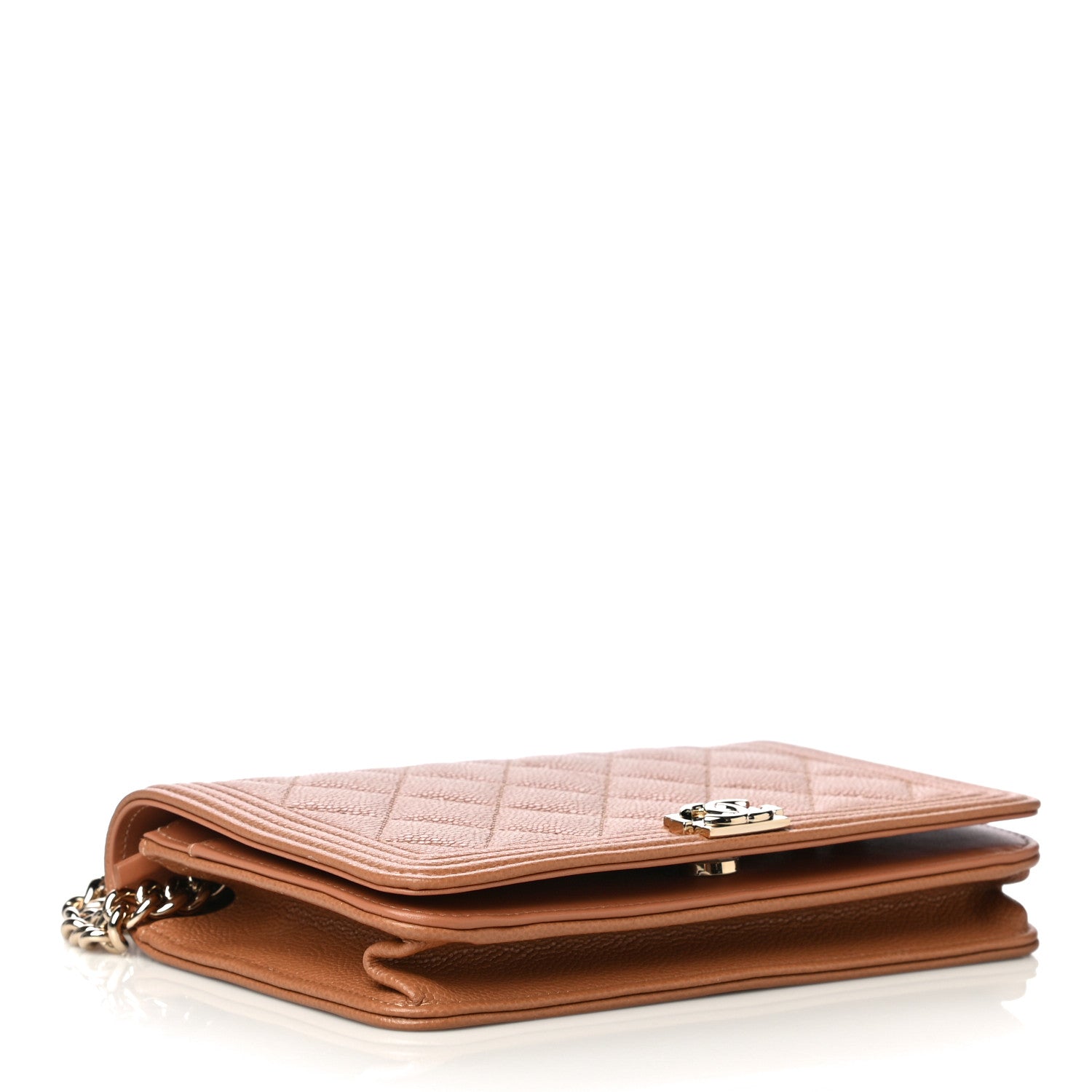 Chanel Caviar Quilted Boy Wallet On Chain WOC Brown 4 of 13