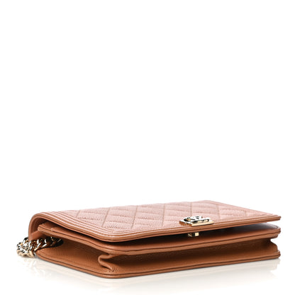 Chanel Caviar Quilted Boy Wallet On Chain WOC Brown 4 of 13