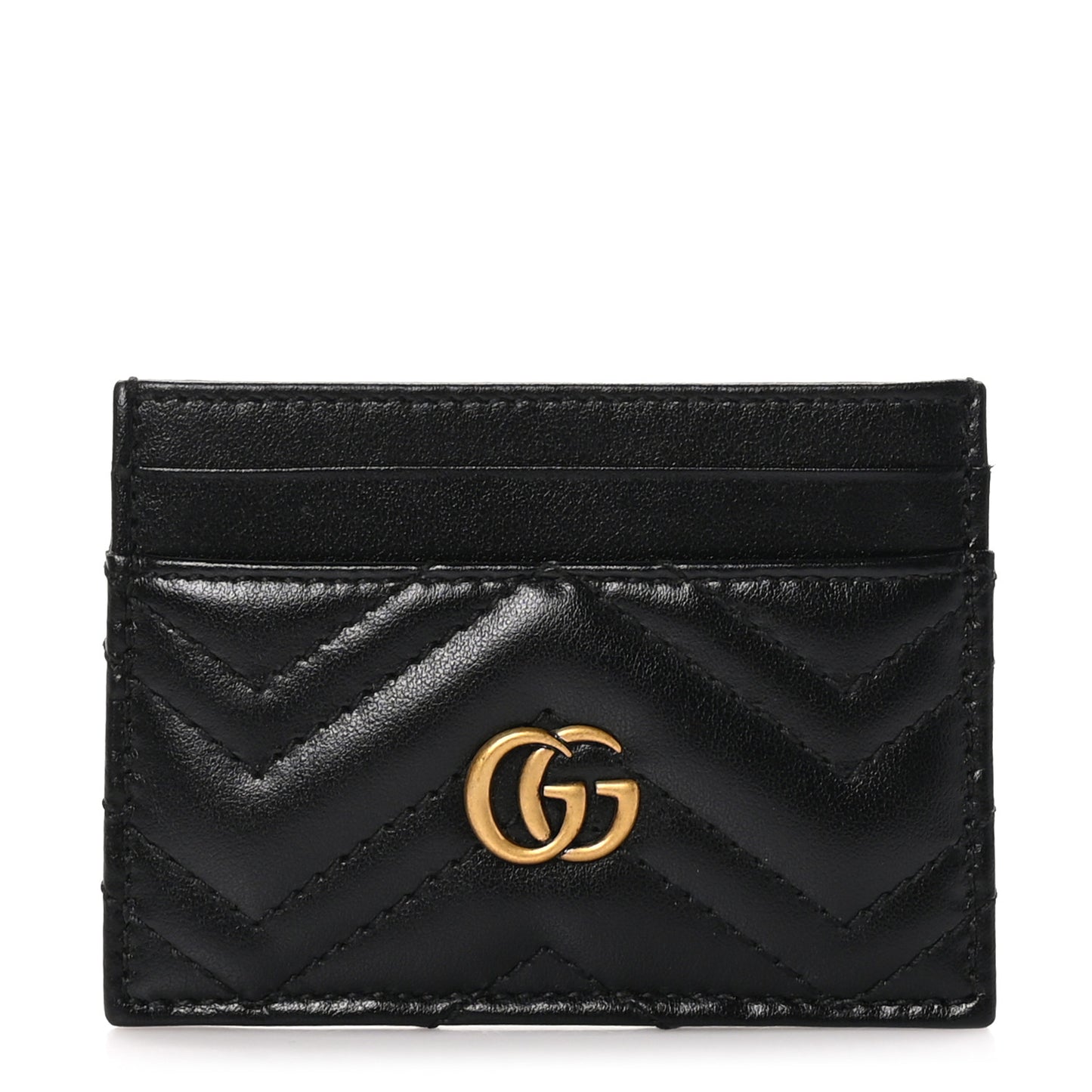 Calfskin Matelasse GG Marmont Card Holder Black