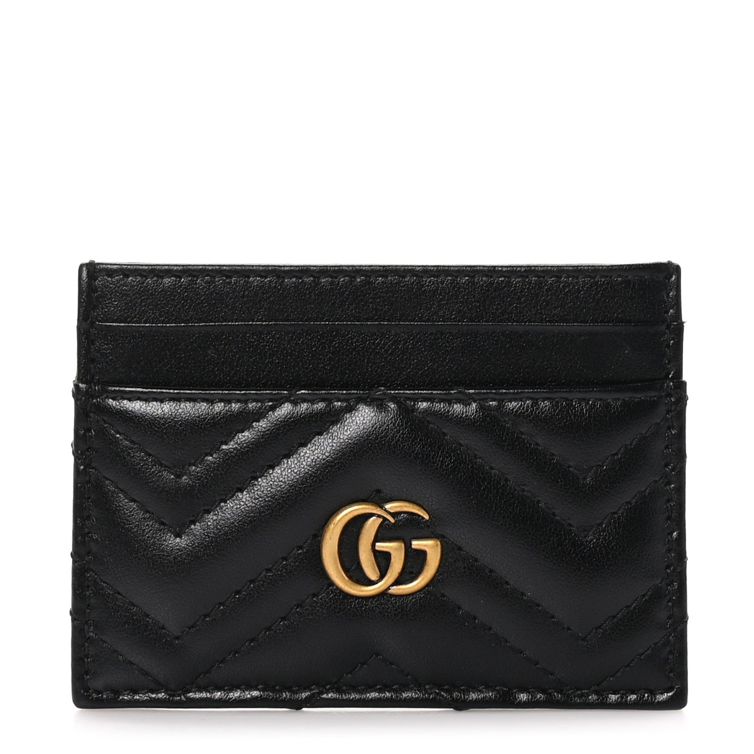 Gucci Calfskin Matelasse GG Marmont Card Holder Black 1 of 10