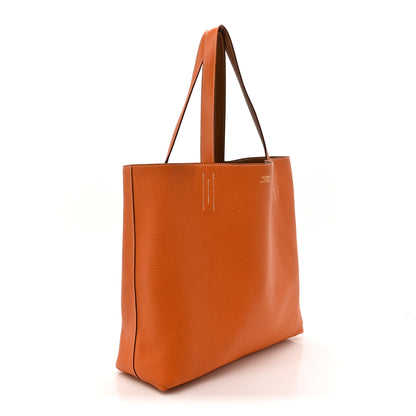 Hermes Taurillon Clemence Double Sens Reversible Tote 35 Gold Orange 5 of 18
