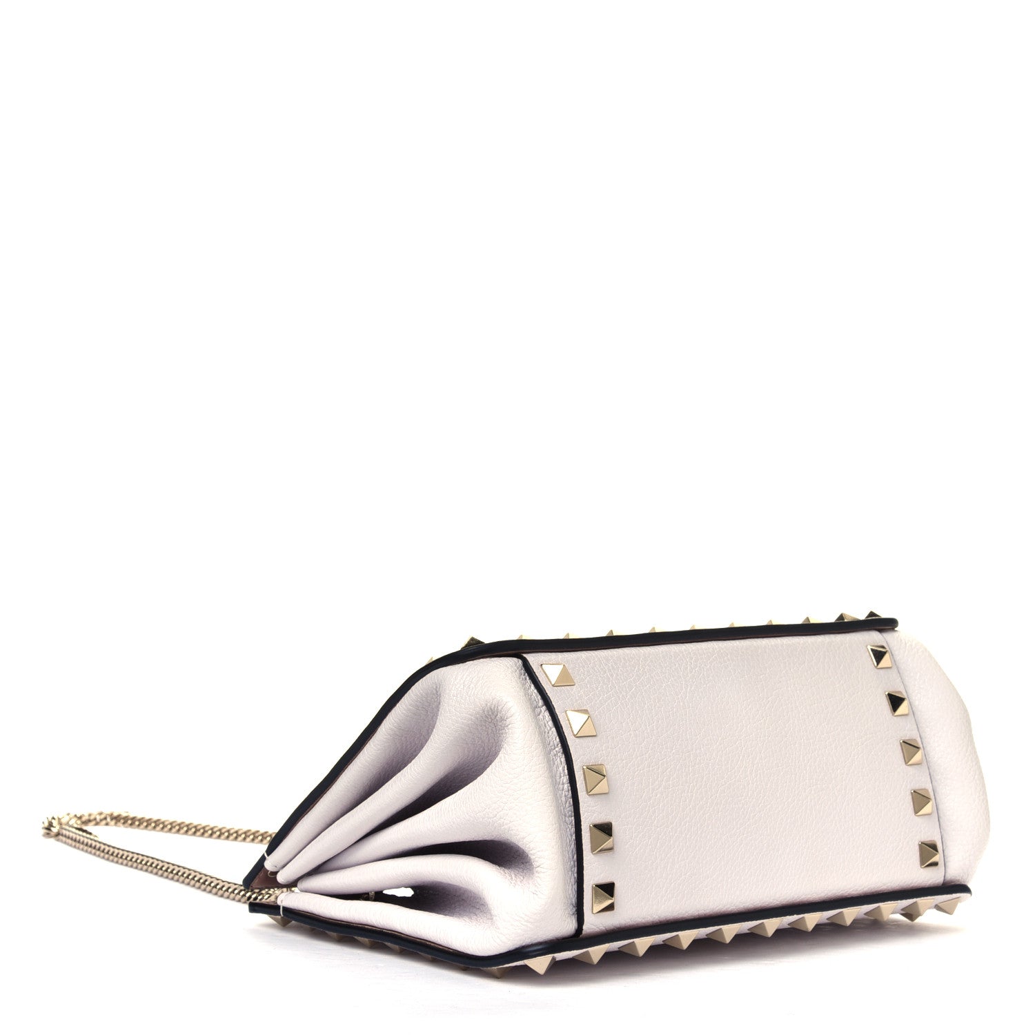 Valentino Garavani Pebbled Calfskin Mini Rockstud Flip-Lock Chain Shoulder Bag Ivory 3 of 5