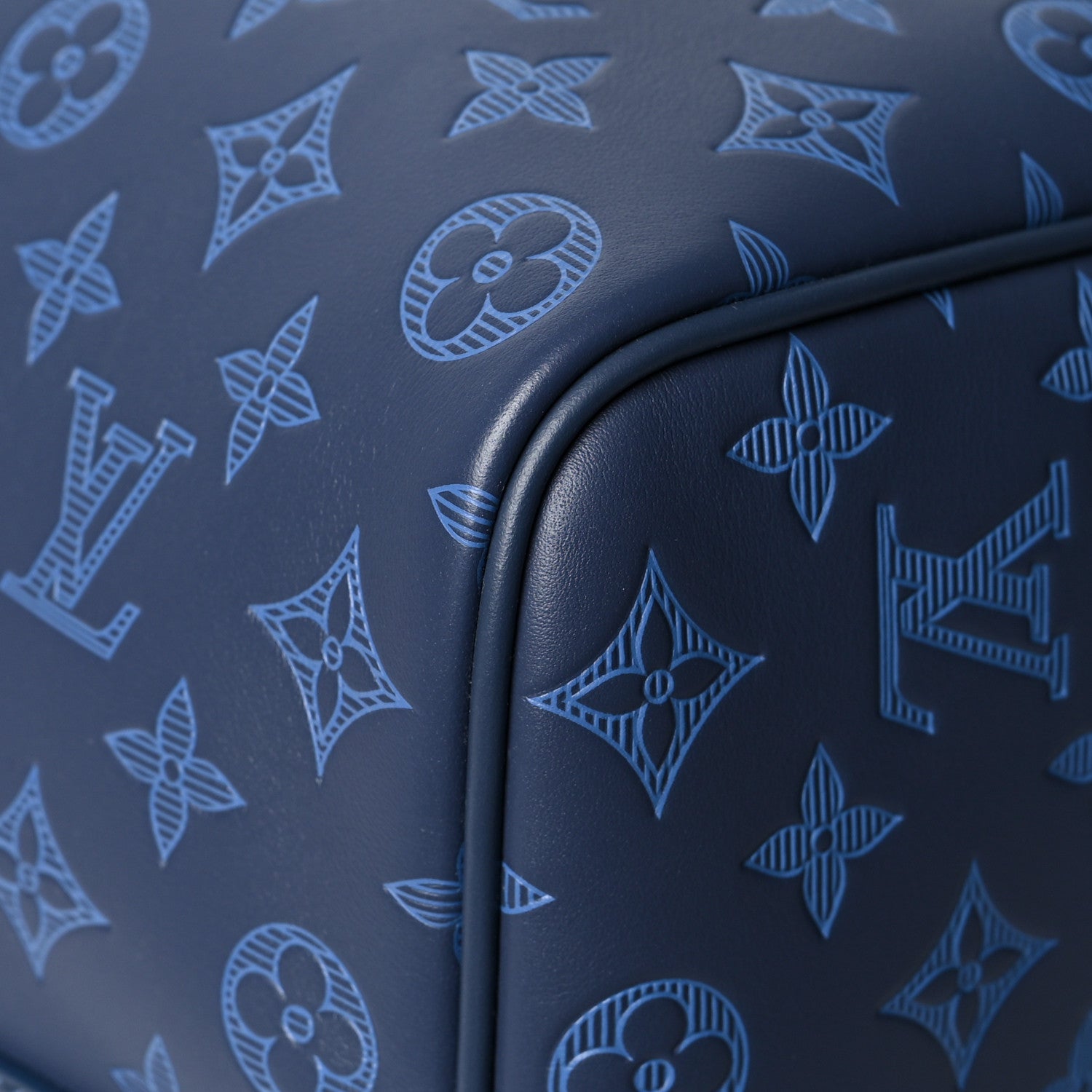 Louis Vuitton Calfskin Monogram Shadow Keepall Bandouliere 50 Navy 9 of 11