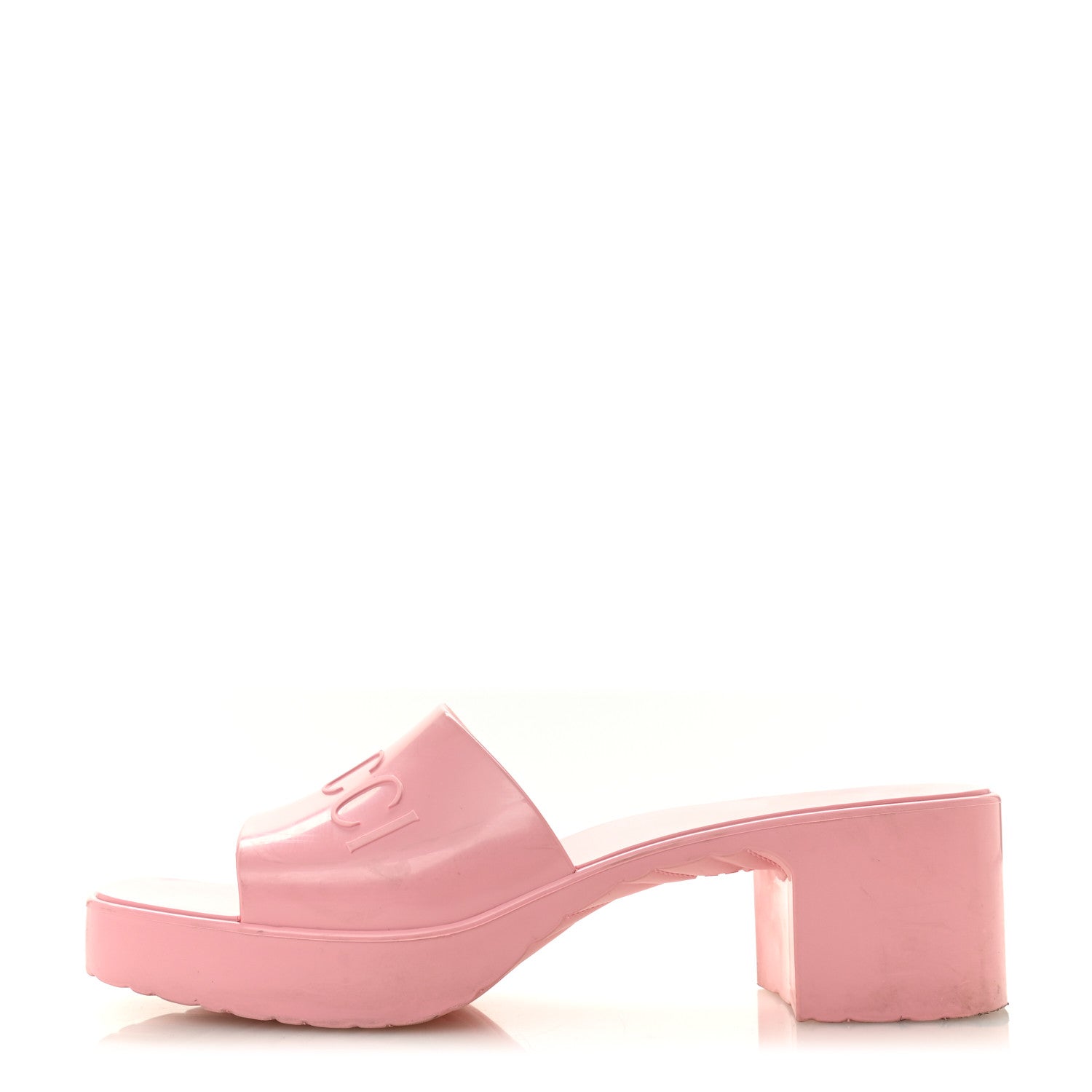 Gucci Rubber Gucci Logo Womens Platform 20/60mm Slide Sandals 41 Wild Rose 1 of 13
