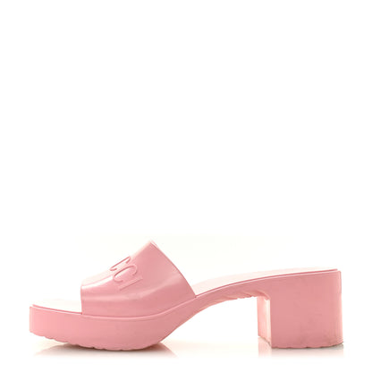 Gucci Rubber Gucci Logo Womens Platform 20/60mm Slide Sandals 41 Wild Rose 1 of 13