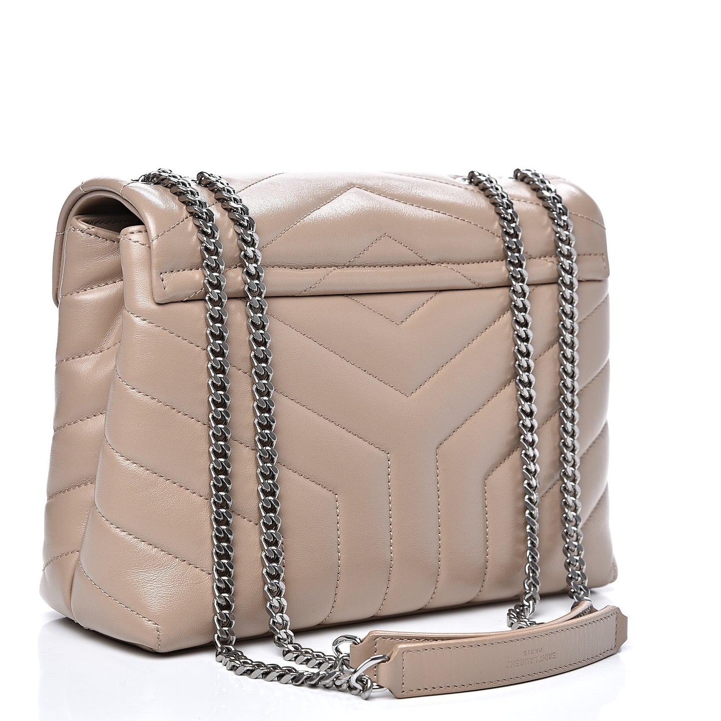 Calfskin Y Quilted Monogram Small Loulou Chain Satchel Nude Powder