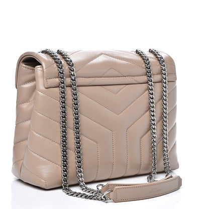 Saint Laurent Calfskin Y Quilted Monogram Small Loulou Chain Satchel Nude Powder 2 of 9