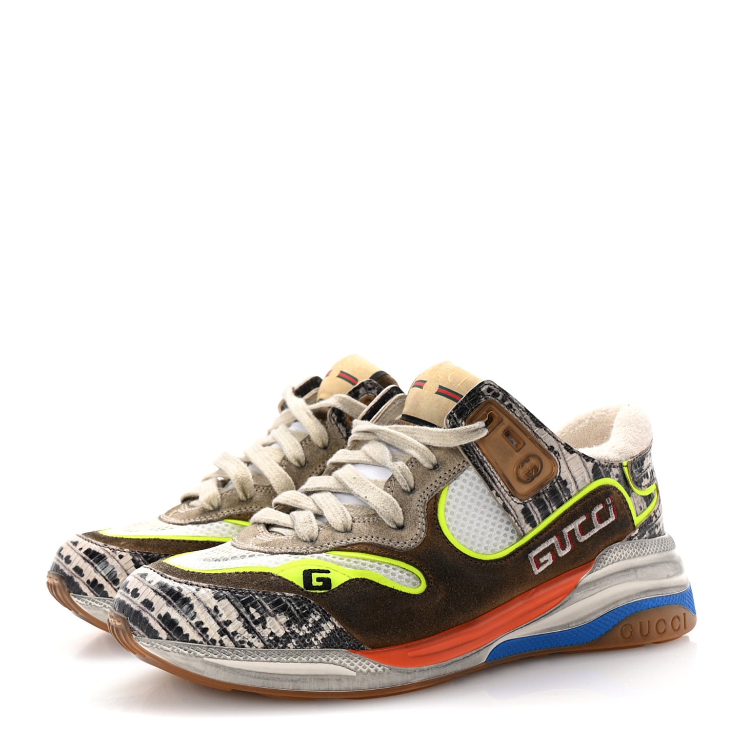Suede Calfskin Tejus Printed Womens Ultrapace Sneakers 35 Natural Ardesia Neon Yellow