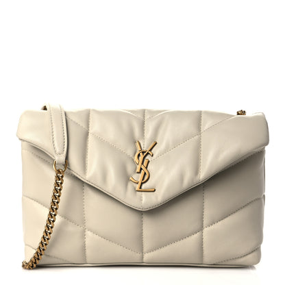 Saint Laurent Lambskin Quilted Toy Loulou Puffer Monogram Chain Satchel Crema Soft 1 of 11