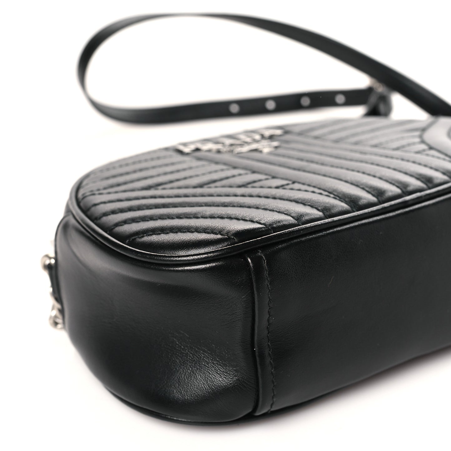 Soft Calfskin Impunture Diagramme Dome Crossbody Bag Black