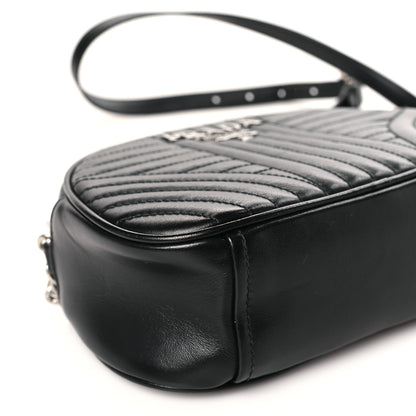 Prada Soft Calfskin Impunture Diagramme Dome Crossbody Bag Black 7 of 8