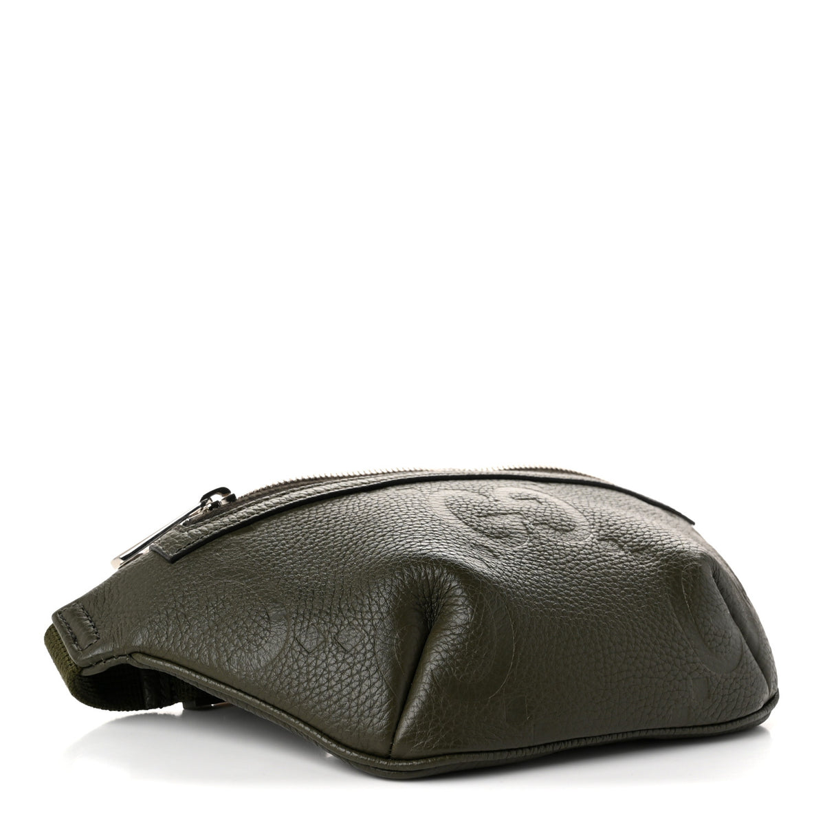 Piuma Calfskin Jumbo GG Embossed Small Belt Bag Dark Green