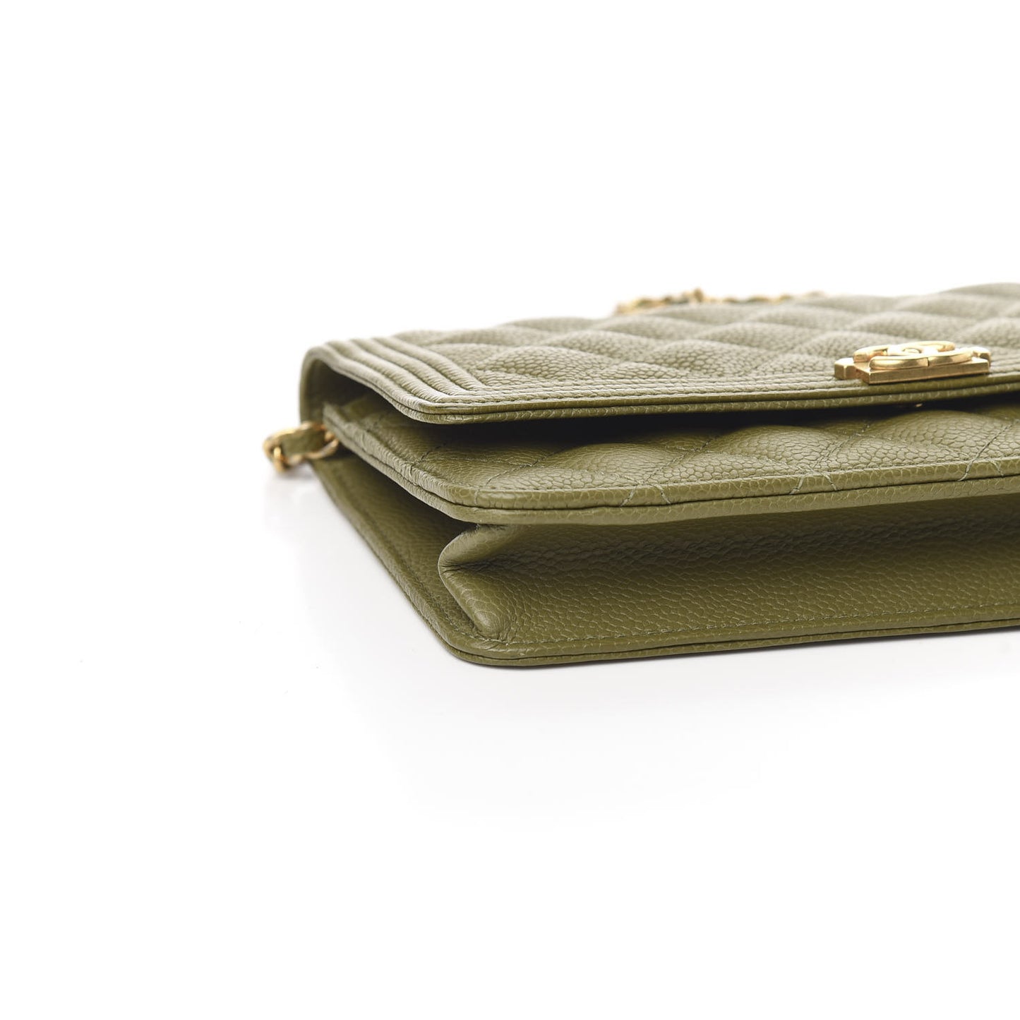 Caviar Quilted Boy Wallet On Chain WOC Khaki