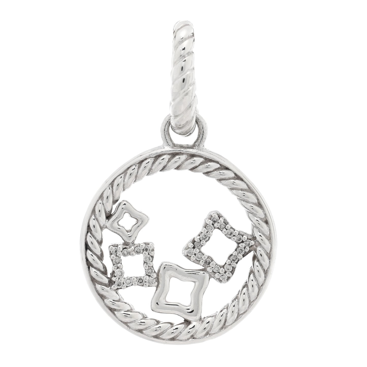 Sterling Silver Diamond Small Quatrefoil Pendant