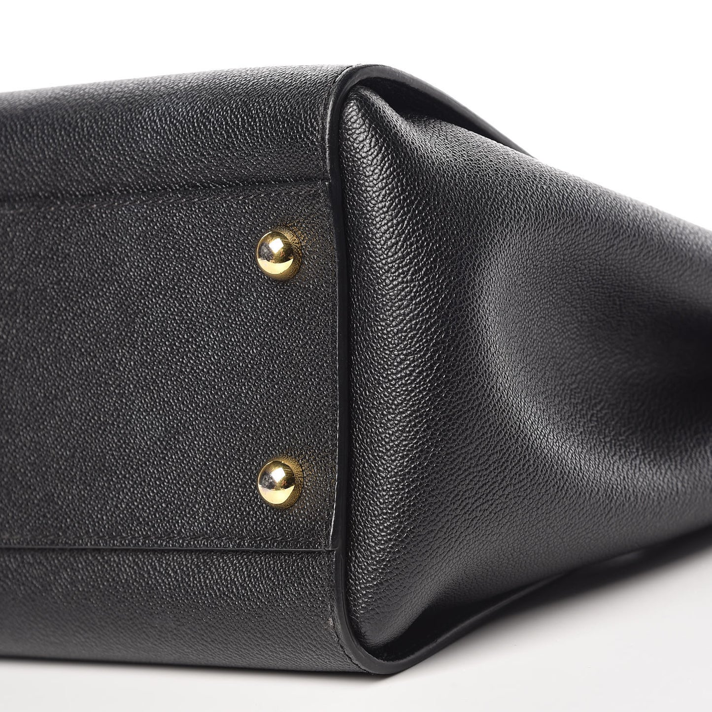 Soft Grain Calfskin Medium Buckle Tote Black