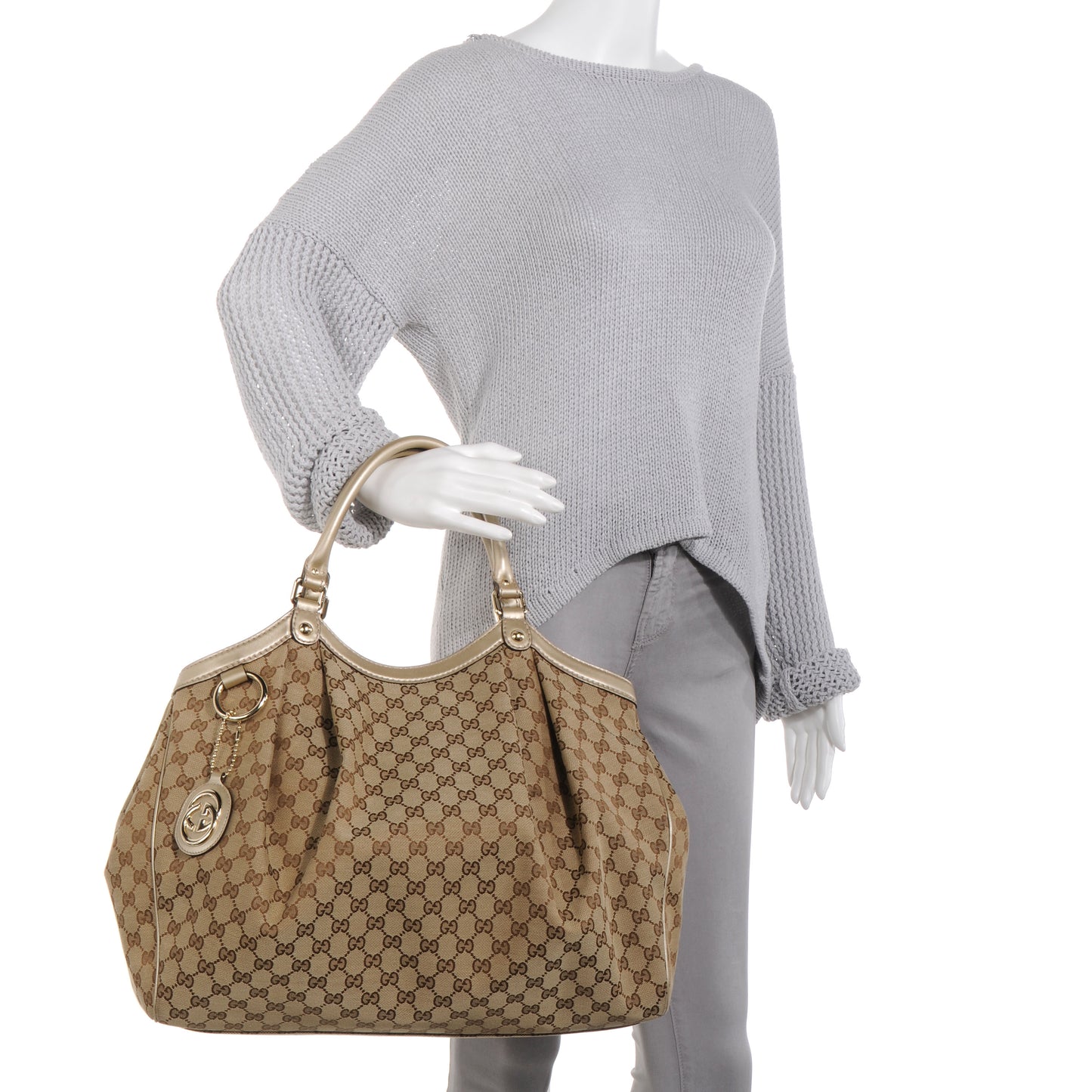Monogram Large Sukey Tote Beige Champagne