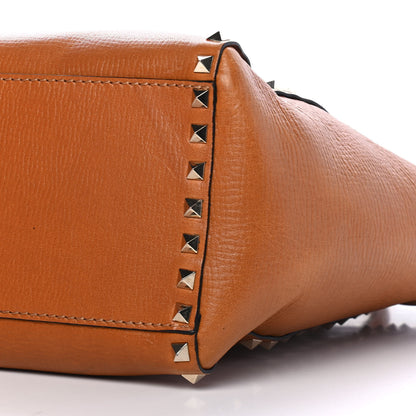 Valentino Garavani Textured Calfskin Rockstud Double Handle Tote Tan 8 of 9