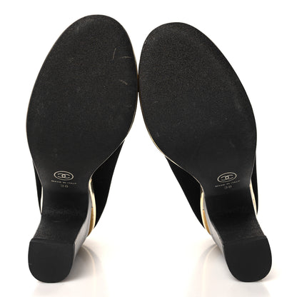 Chanel Velvet Satin Cap Toe Pearl Pumps 38 Black 5 of 8