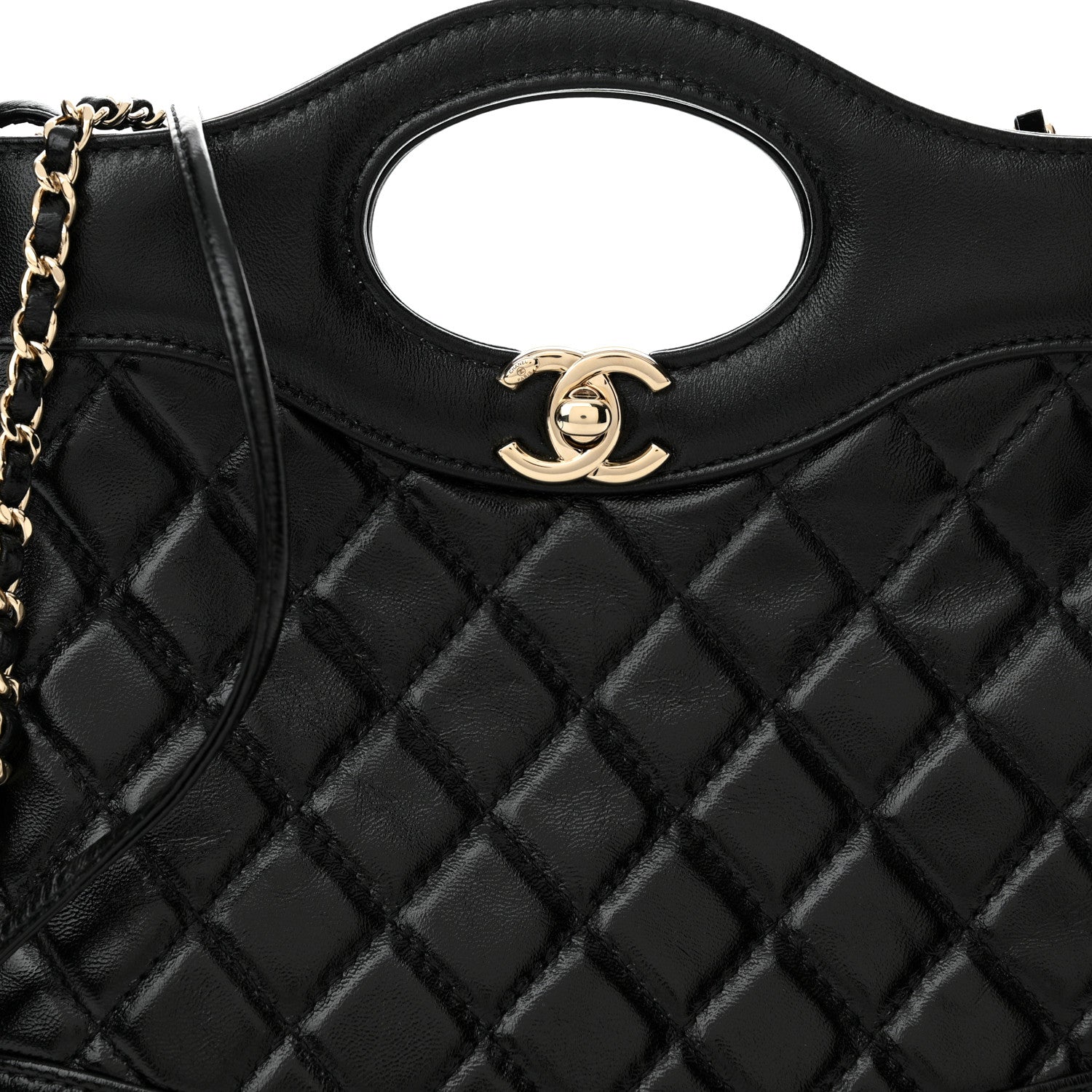 Chanel Shiny Lambskin Quilted Mini 31 Shopping Bag Black 8 of 10
