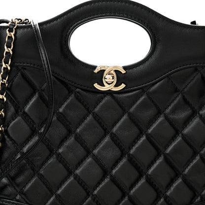 Chanel Shiny Lambskin Quilted Mini 31 Shopping Bag Black 8 of 10
