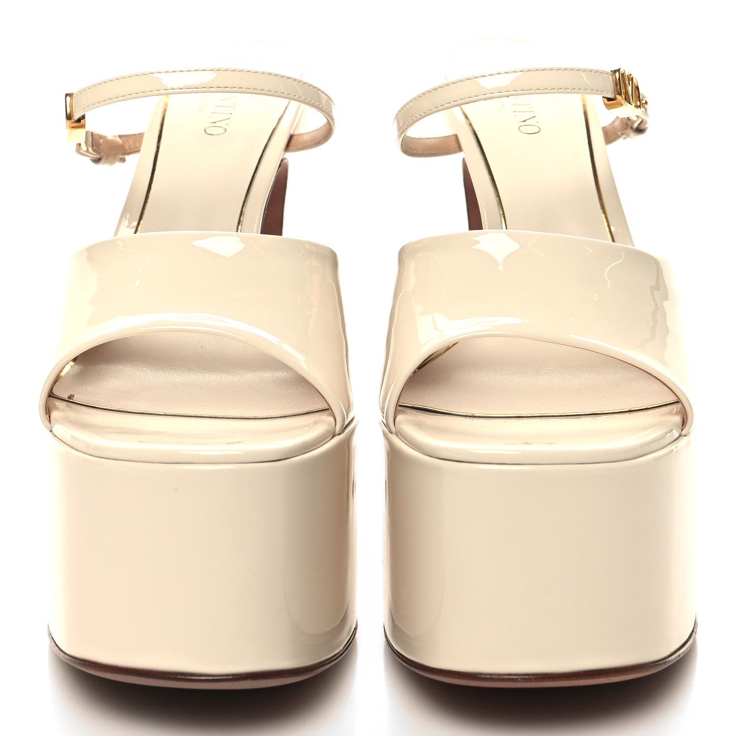 Valentino Garavani Patent Tan-Go 55/155mm Platform Slide Sandals 37 Light Ivory 2 of 9