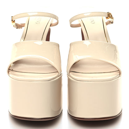 Valentino Garavani Patent Tan-Go 55/155mm Platform Slide Sandals 37 Light Ivory 2 of 9