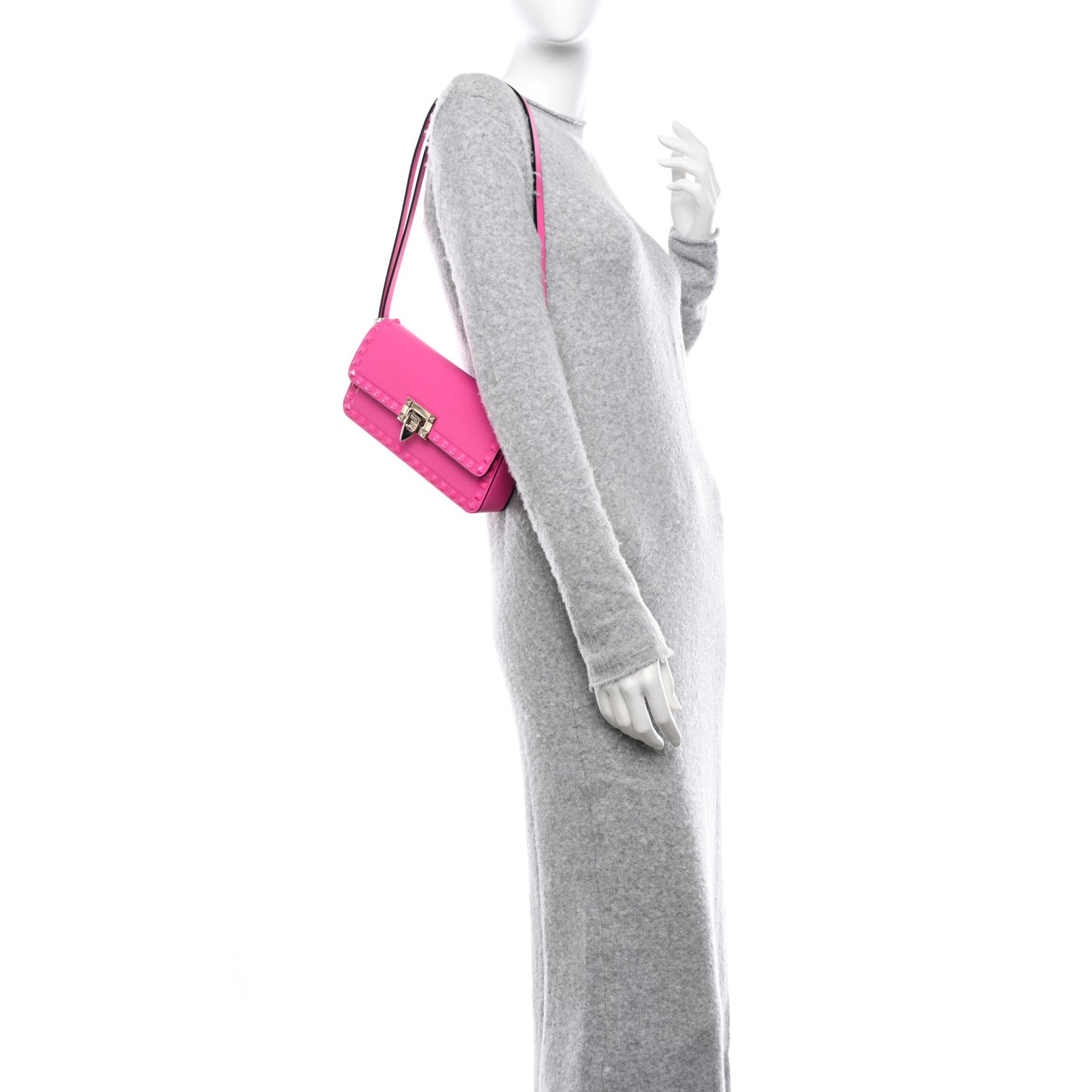 Smooth Calfskin Enamel Tonal E/W Rockstud23 Shoulder Bag Pink PP