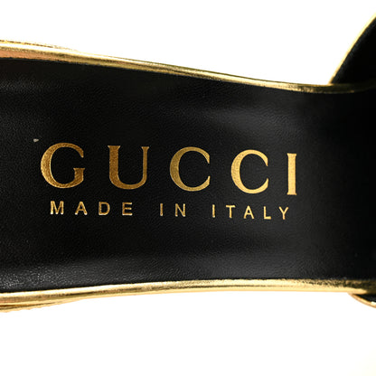 Gucci Soft Nappa Priscilla Ankle Cuff Pumps 41 Gold 6 of 10