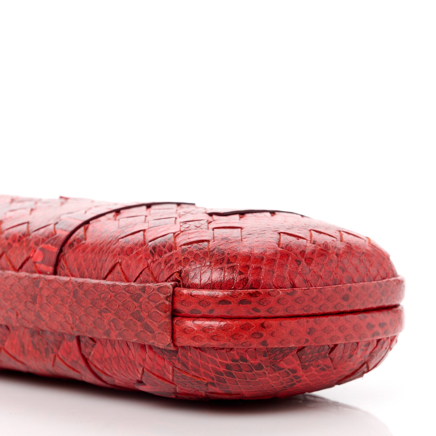 Snakeskin Intrecciato Stretch Knot Clutch Red