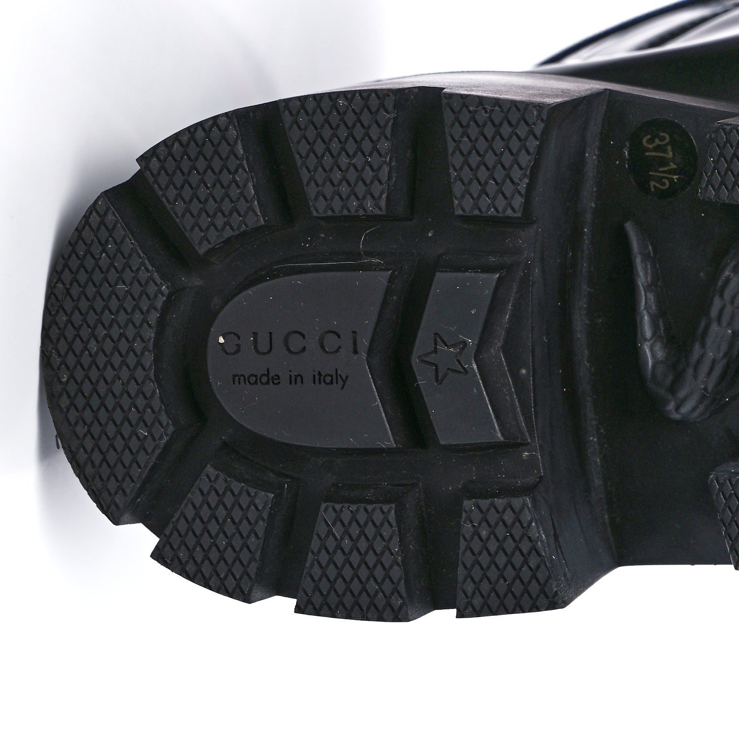 Gucci Calfskin Sylvie Web Womens Lace Up Combat Boots 37.5 Black 6 of 8
