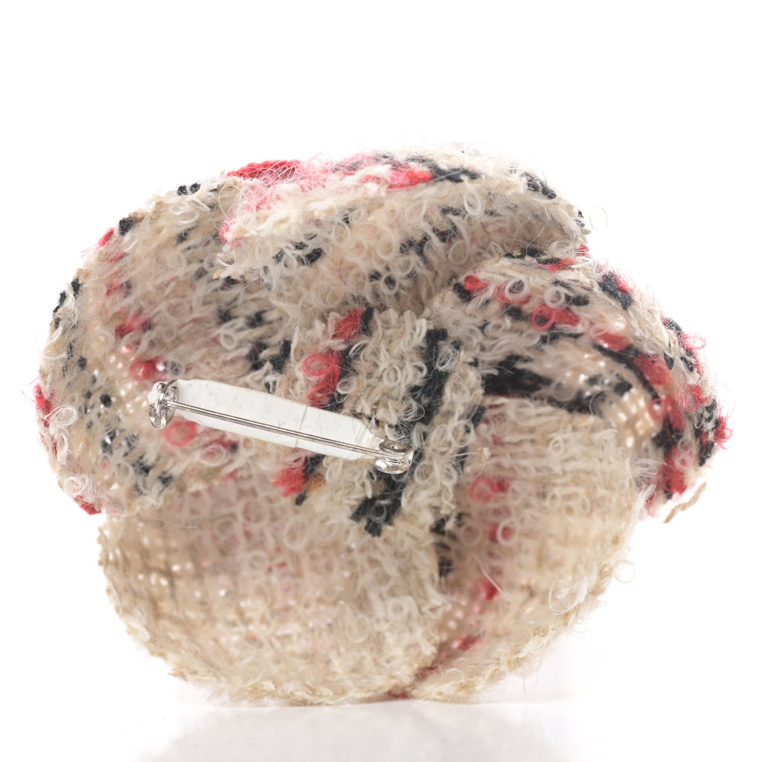 Chanel Tweed Camellia Brooch Red 3 of 4