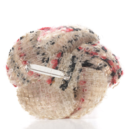 Chanel Tweed Camellia Brooch Red 3 of 4