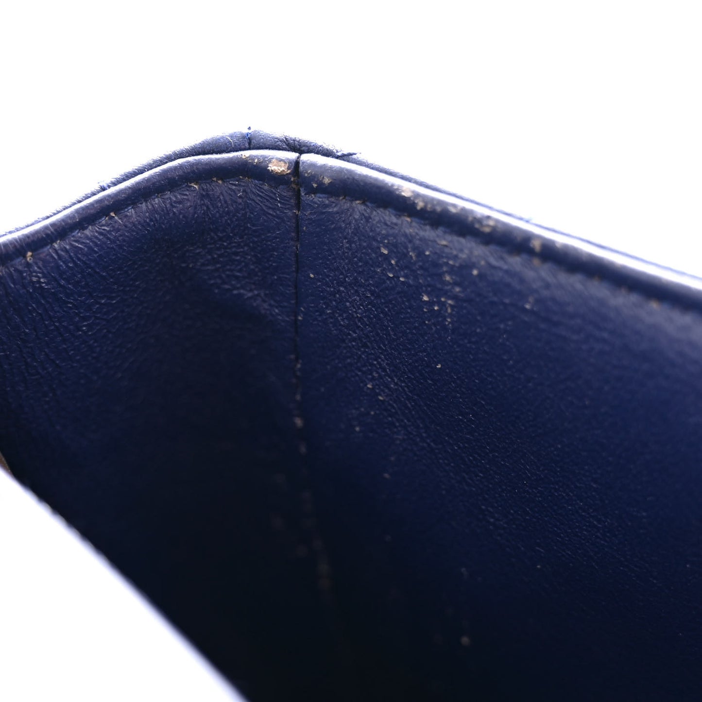Lambskin Chevron Quilted Mini Rectangular Flap Dark Blue