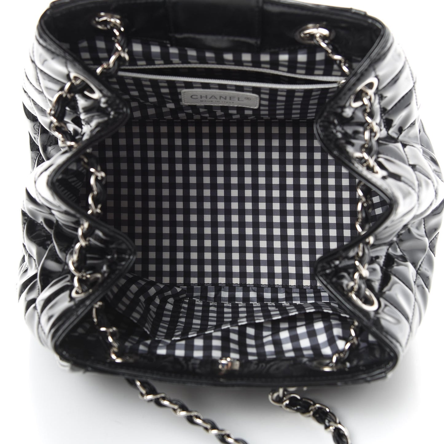 Vinyl Lipstick Ligne Accordion Tote Black