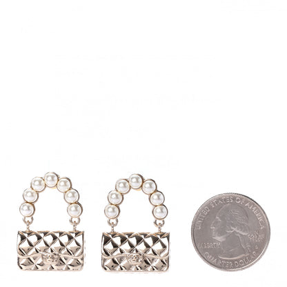 Chanel Pearl Quilted CC Flap Bag Earrings Gold 2 of 4
