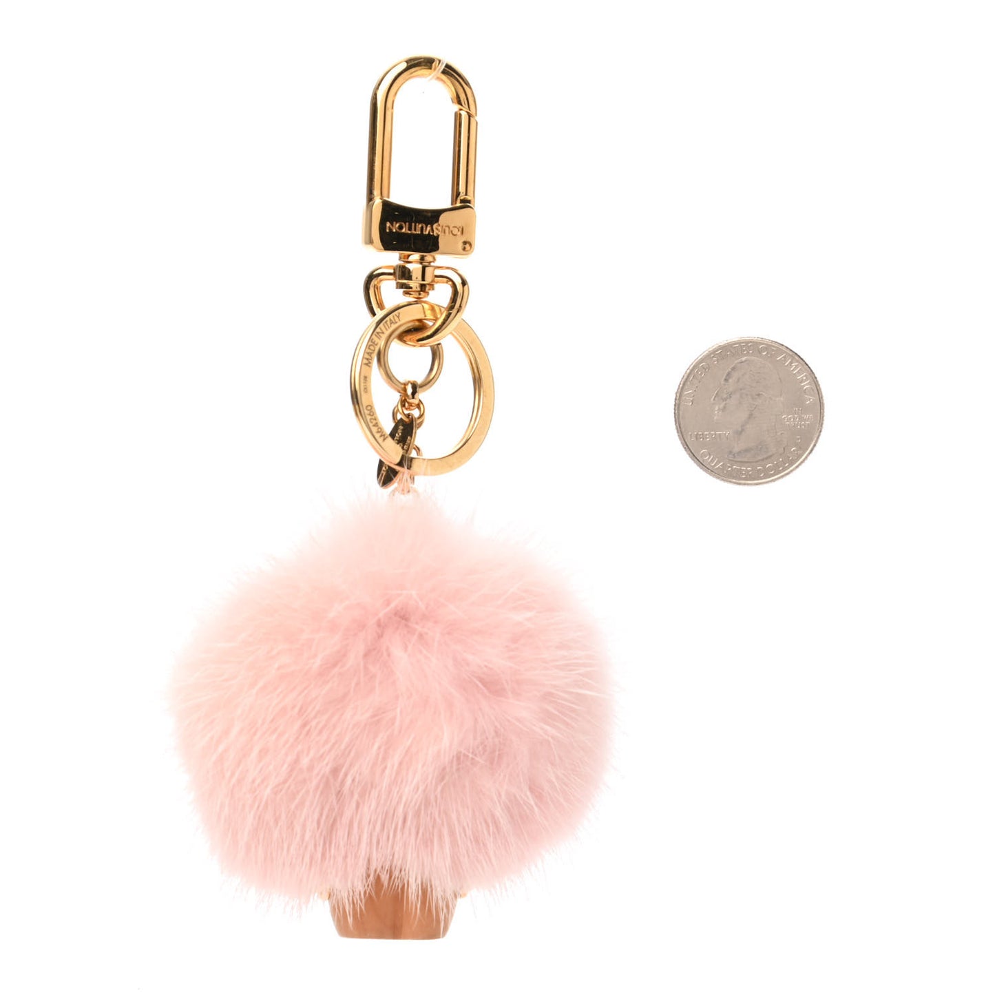 Resin Wood Mink Fur Vivienne Bag Charm Key Holder Pink