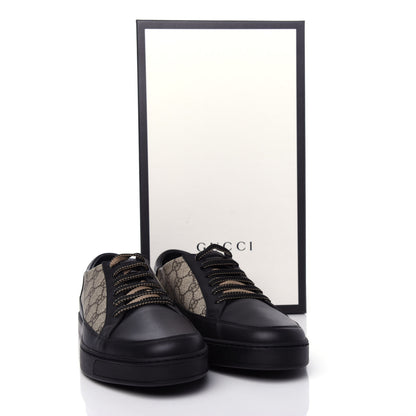 Gucci GG Supreme Monogram Mens Low Top Sneakers 10 Black Beige Ebony 11 of 11