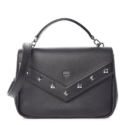 MCM Metallic Grained Calfskin Studded Mini Catherine Crossbody Bag Black 1 of 11