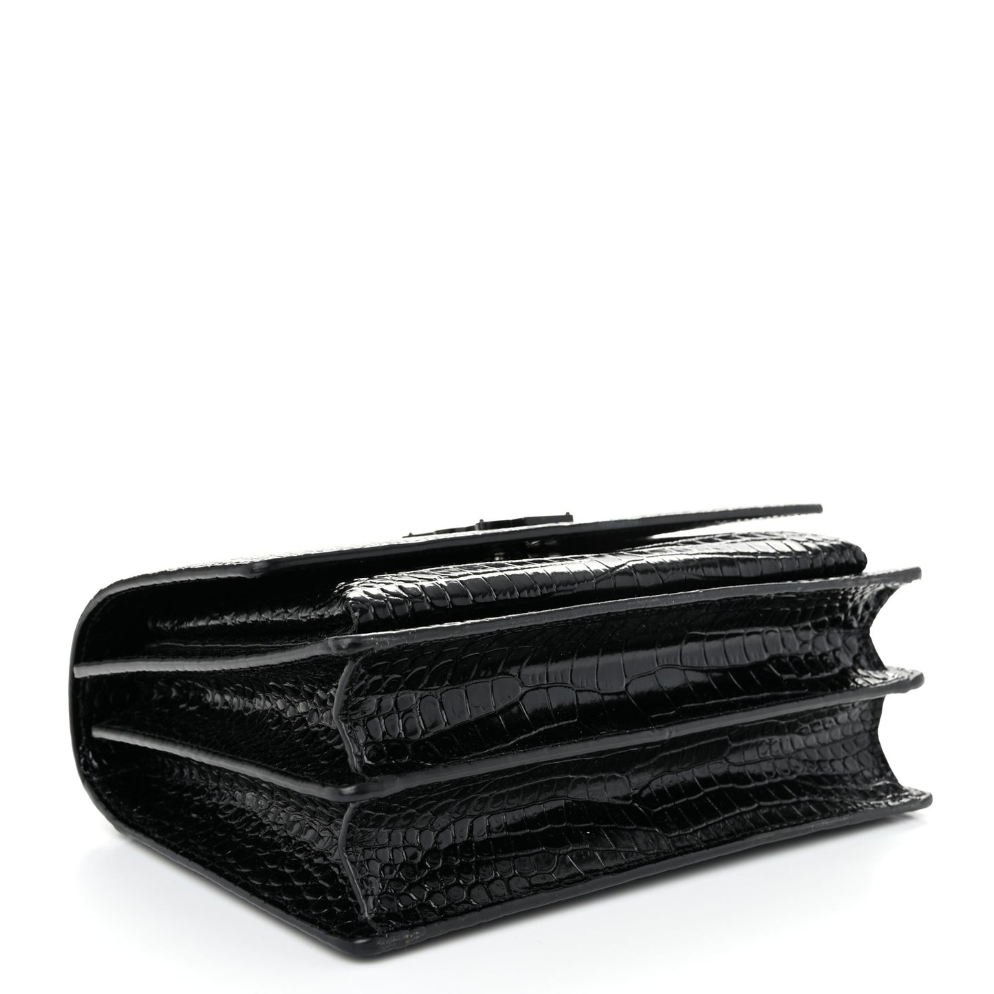 Calfskin Crocodile Embossed Medium Monochrome Monogram Sunset Black