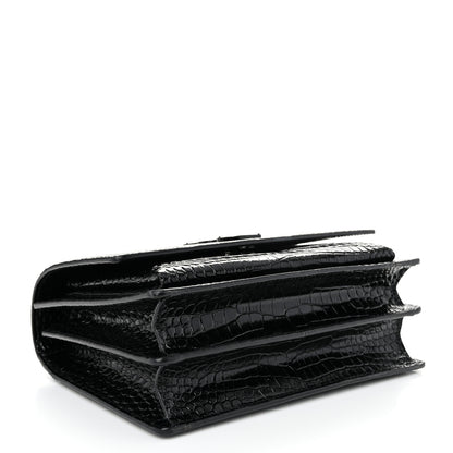 Saint Laurent Calfskin Crocodile Embossed Medium Monochrome Monogram Sunset Black 4 of 9