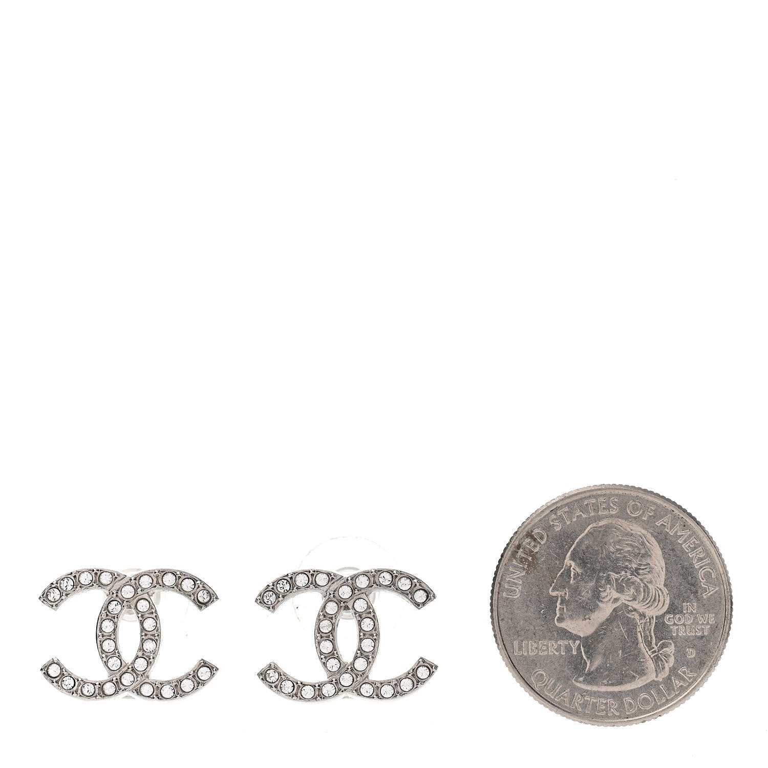 Chanel Crystal CC Earrings Silver 2 of 5