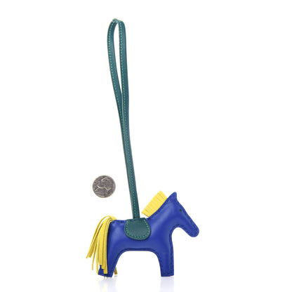 Hermes Milo Lambskin Grigri Rodeo Horse Bag Charm PM Bleu Electrique Lime Malachite 2 of 4