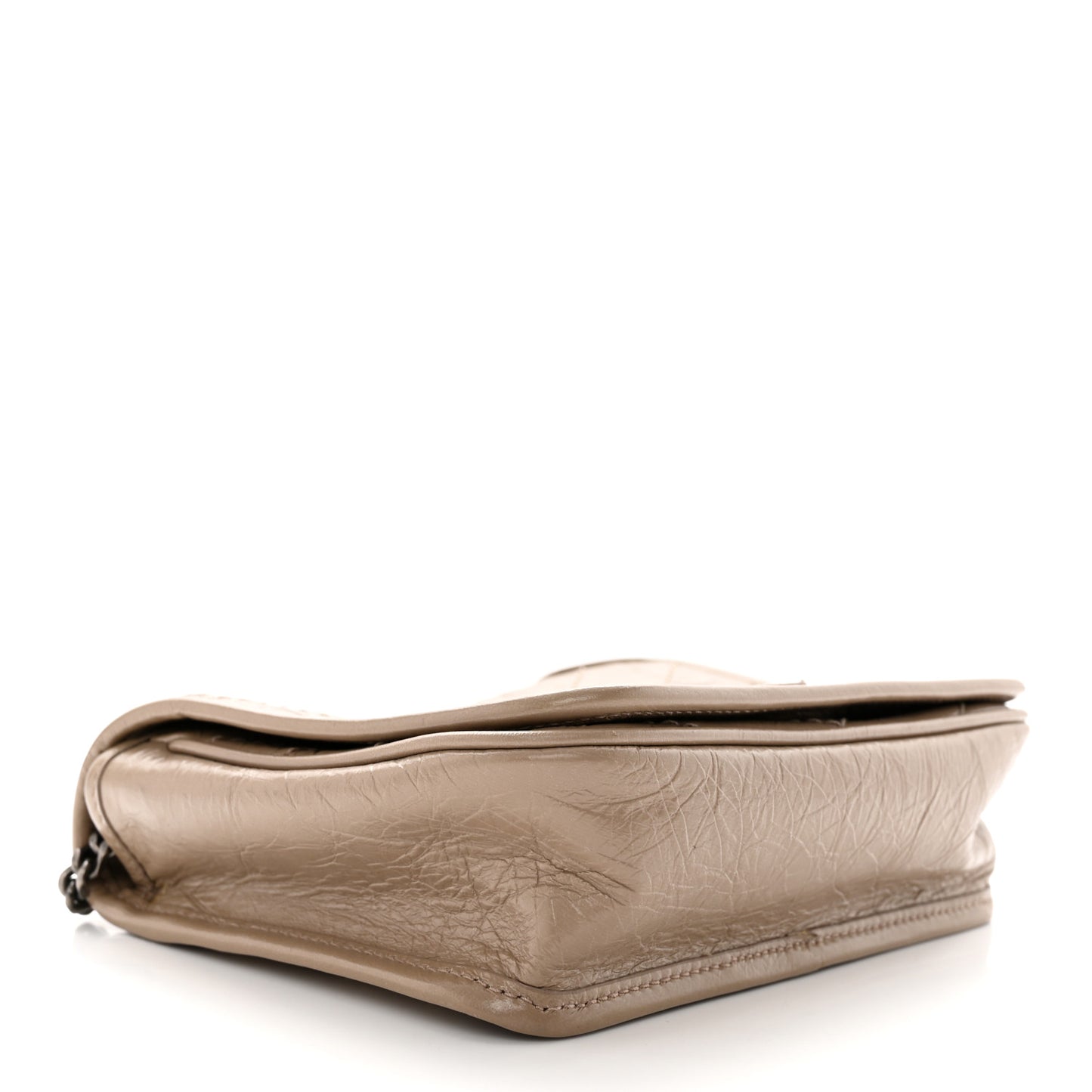 Crinkled Calfskin Matelasse Monogram Niki Chain Wallet Dusty Grey