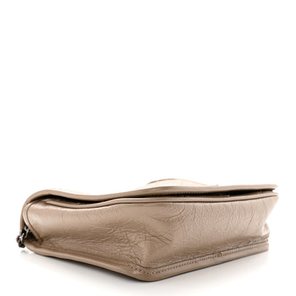 Saint Laurent Crinkled Calfskin Matelasse Monogram Niki Chain Wallet Dusty Grey 4 of 11