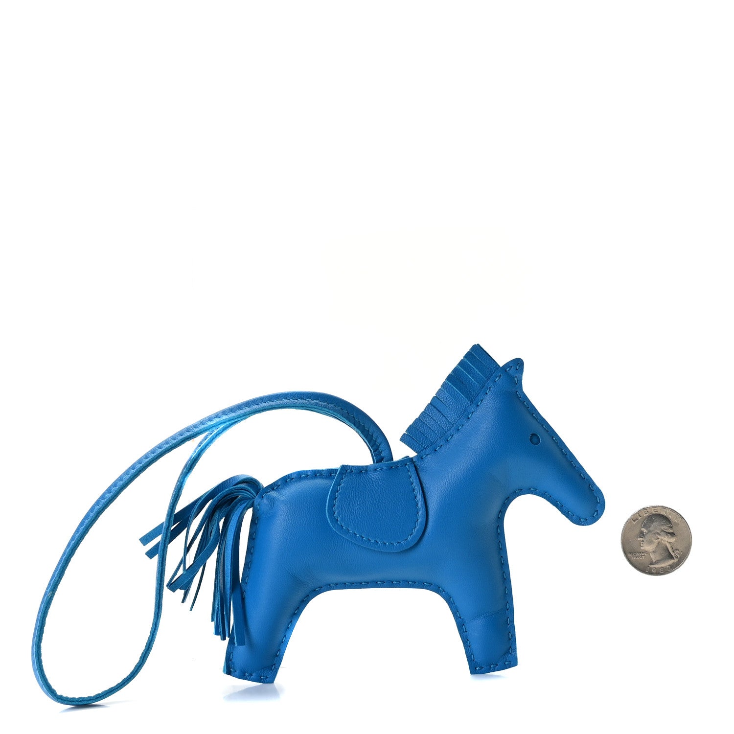Hermes Milo Lambskin Grigri Rodeo Horse Bag Charm MM Bleu Zanzibar 2 of 4
