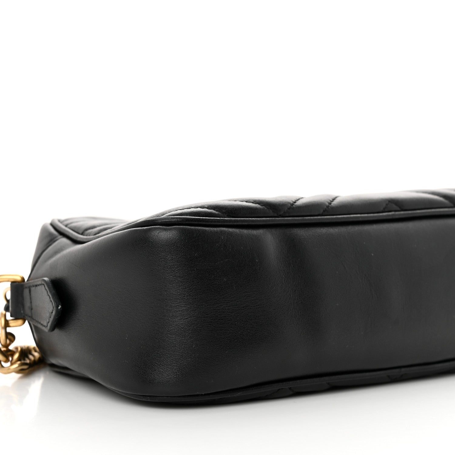 Gucci Calfskin Matelasse Small GG Marmont Chain Shoulder Bag Black 9 of 11