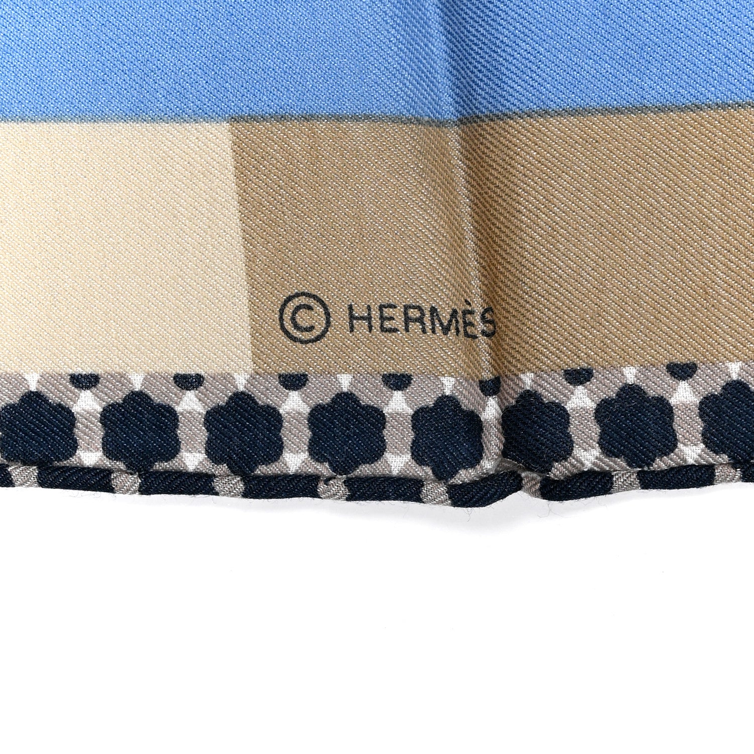 Hermes Cotton Silk Surfing Fan Scarf 65 Beige Noisette Ciel 4 of 4